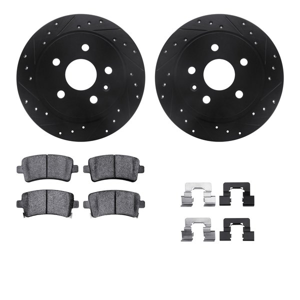Dynamic Friction Co 8512-45008, Rotors-Drilled and Slotted-Black w/ 5000 Advanced Brake Pads incl. Hardware, Zinc Coated 8512-45008